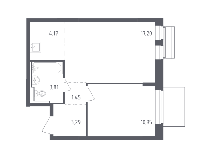 2 ккв (Евро) 40,9 м²