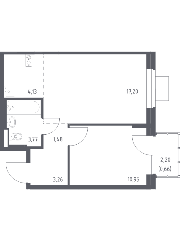 2 ккв (Евро) 41,5 м²