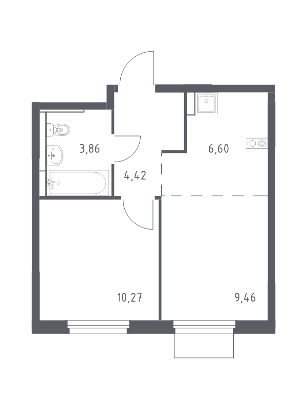 2 ккв (Евро) 34,6 м²