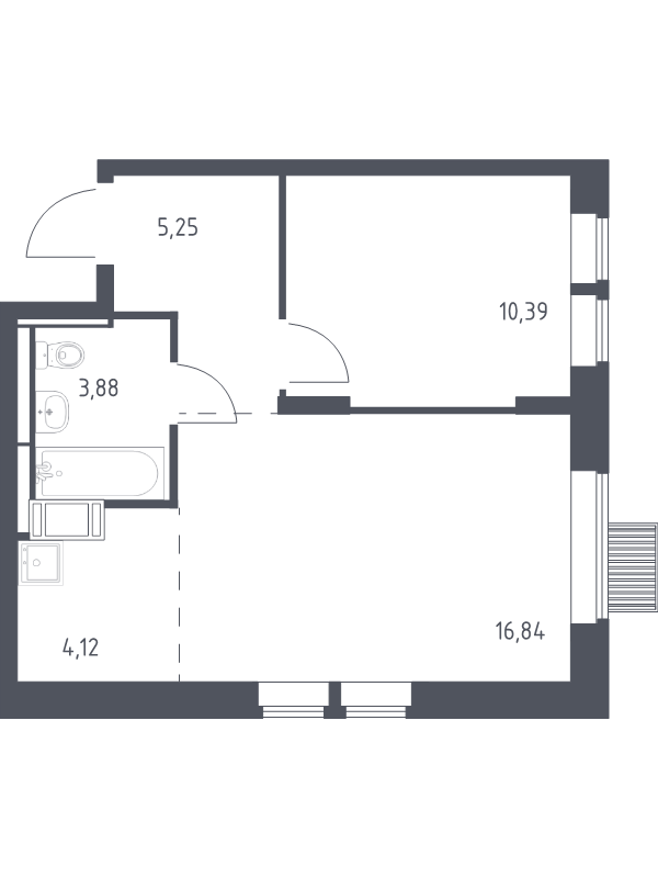 2 ккв (Евро) 40,5 м²