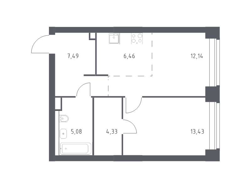 2 ккв (Евро) 48,9 м²