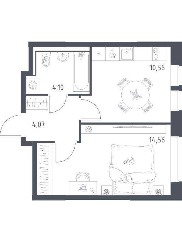 1 ккв 33,3 м²