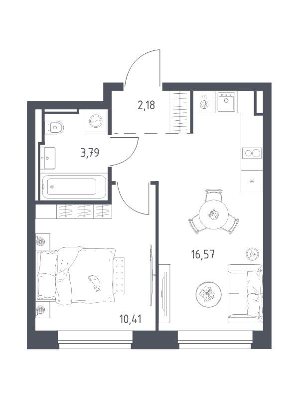 2 ккв (Евро) 33 м²