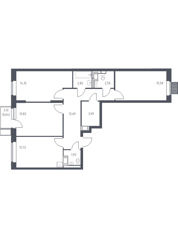 3 ккв 78,8 м²