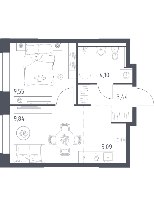 2 ккв (Евро) 32 м²