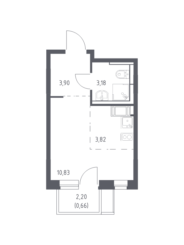Студия 22,4 м²