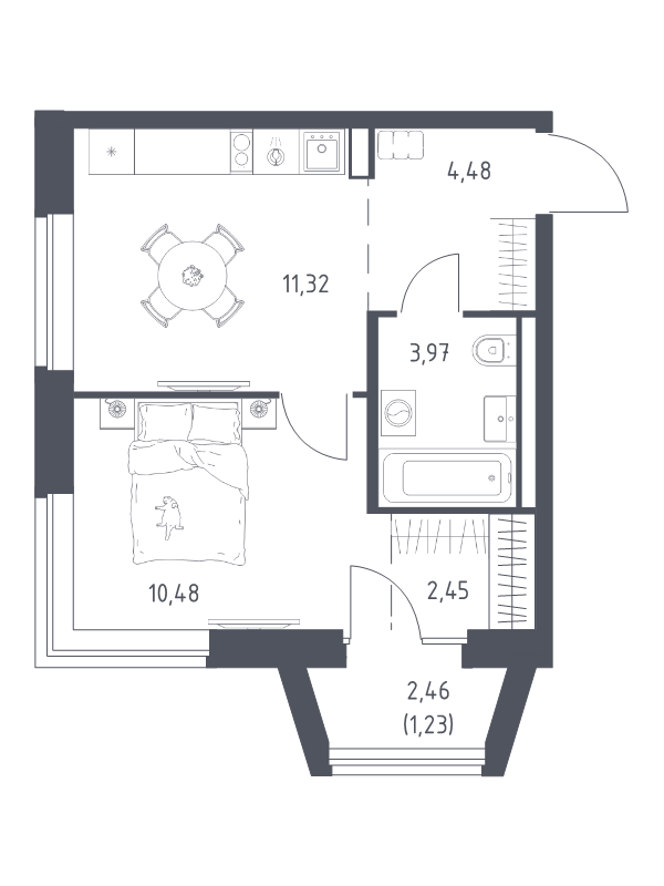 1 ккв 33,9 м²