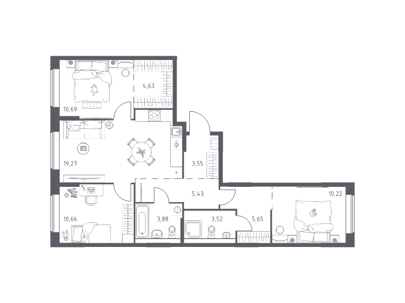 4 ккв (Евро) 77,5 м²