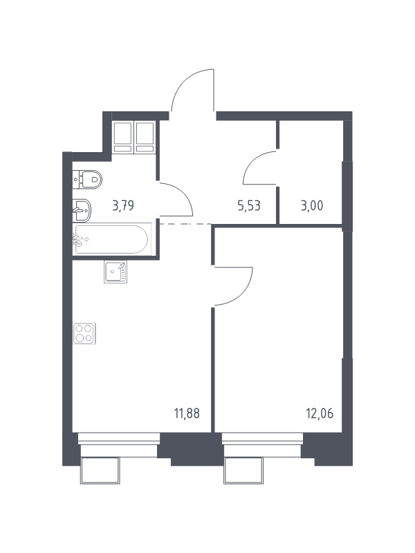 1 ккв 36,5 м²
