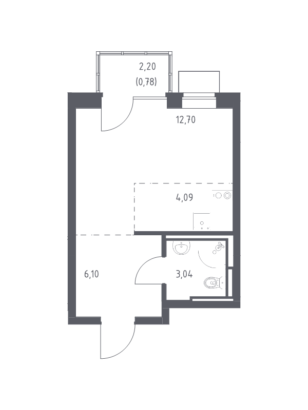 Студия 26,7 м²