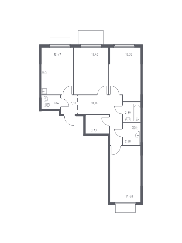 3 ккв 77,7 м²