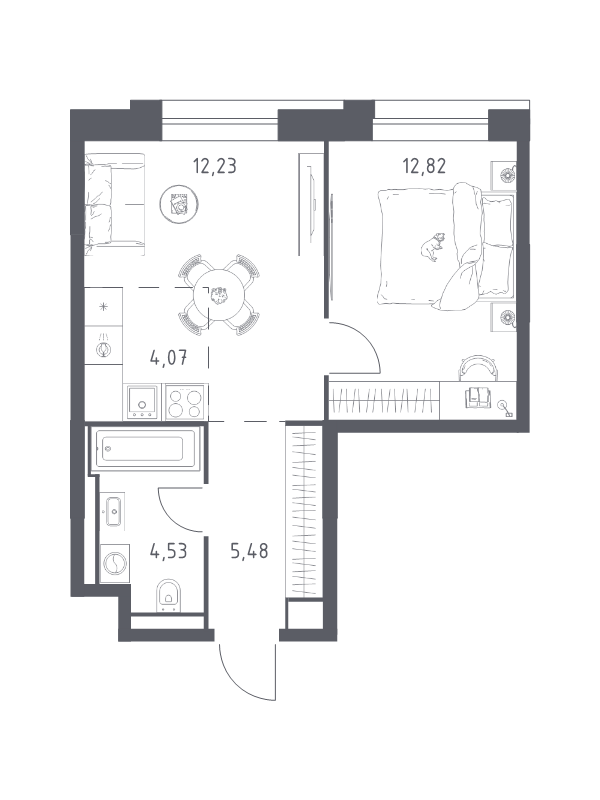 2 ккв (Евро) 39,1 м²