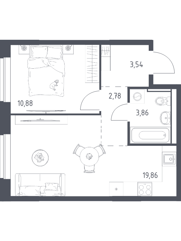 2 ккв (Евро) 40,9 м²