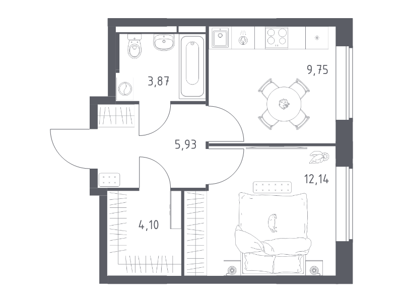 1 ккв 35,8 м²
