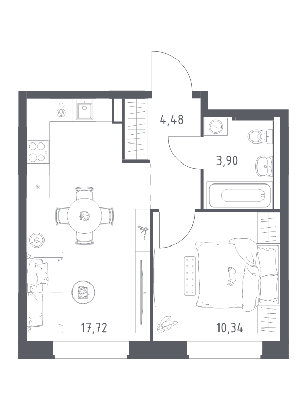 2 ккв (Евро) 36,4 м²