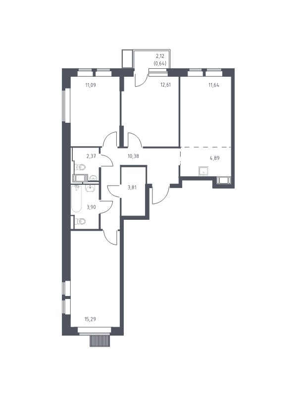 4 ккв (Евро) 76,6 м²