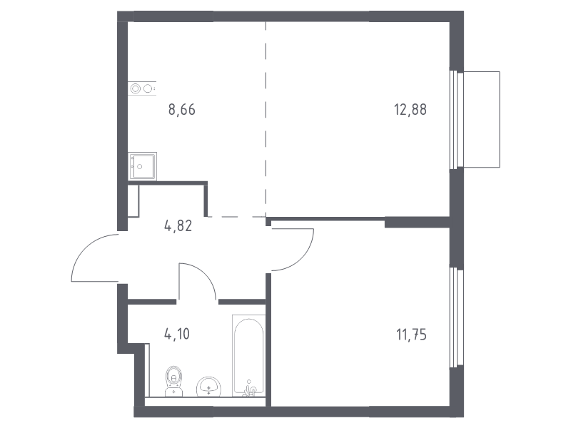 2 ккв (Евро) 42,2 м²
