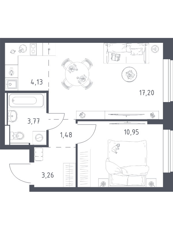 2 ккв (Евро) 40,8 м²