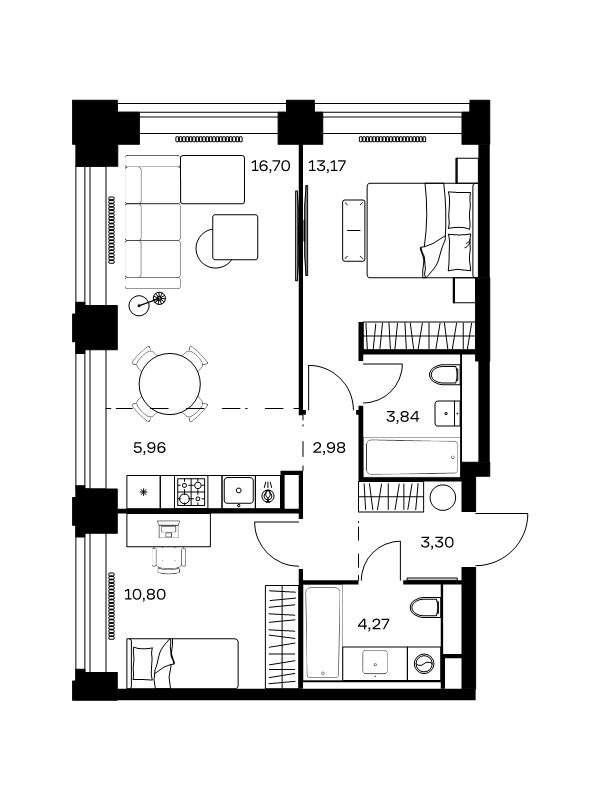 3 ккв (Евро) 61 м²