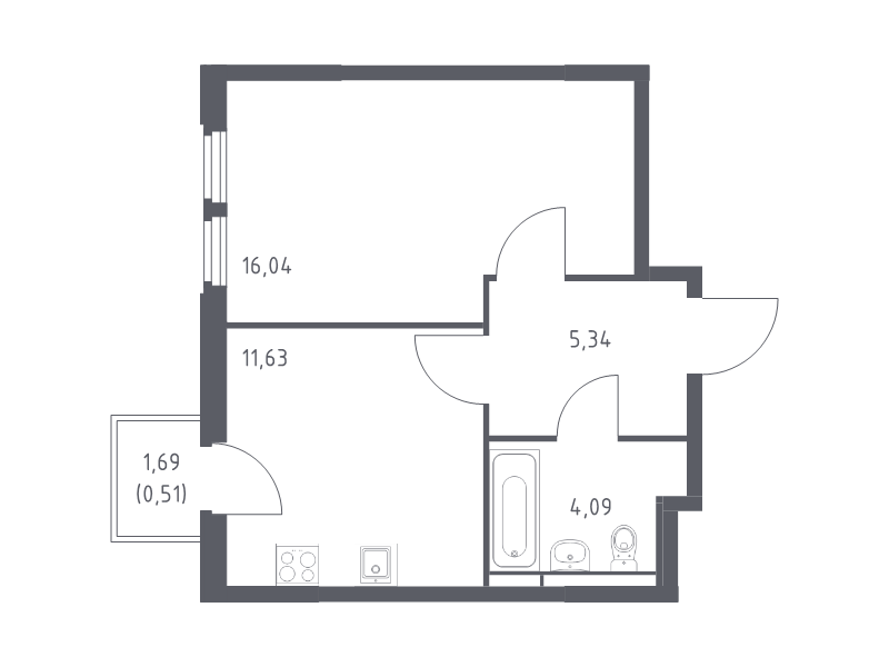 1 ккв 37,6 м²