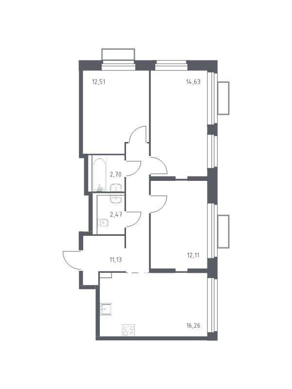 4 ккв (Евро) 72,1 м²