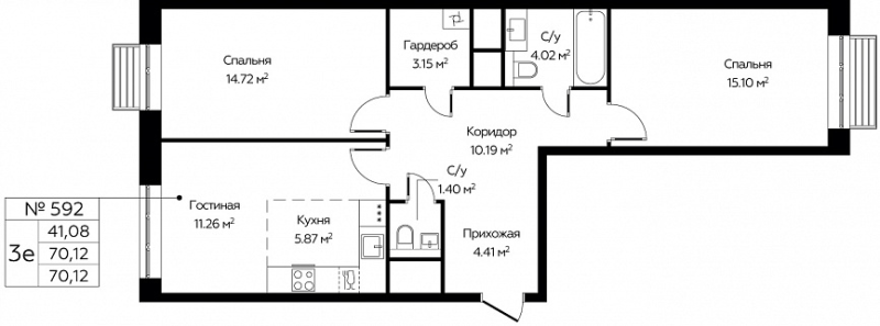 3 ккв (Евро) 71,5 м²