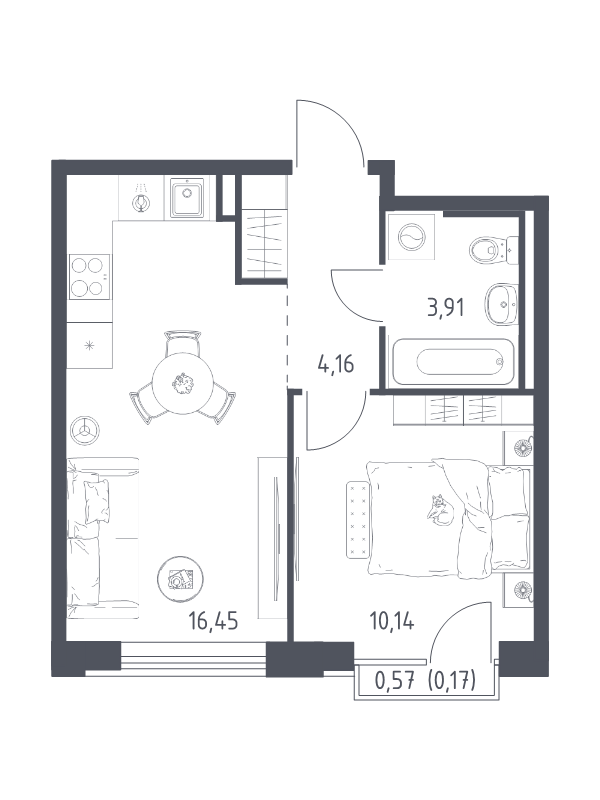 2 ккв (Евро) 34,8 м²