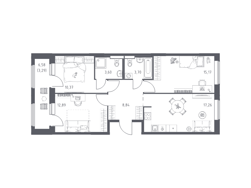 4 ккв (Евро) 75,1 м²
