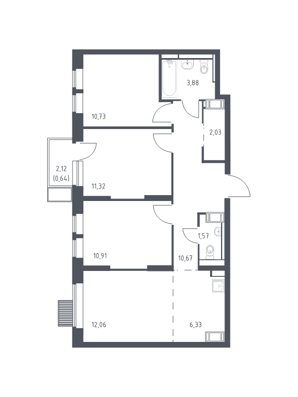 4 ккв (Евро) 70,1 м²