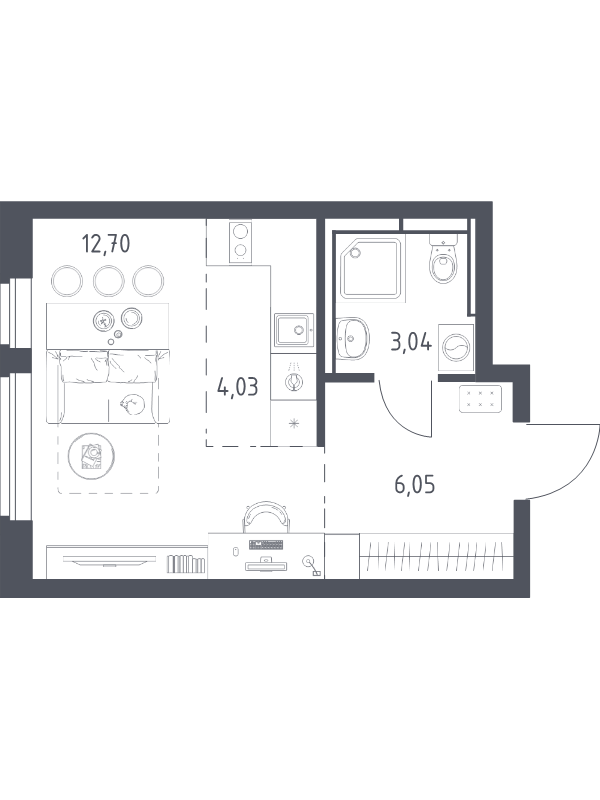 Студия 25,8 м²