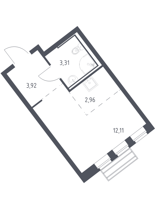 Студия 22 м²