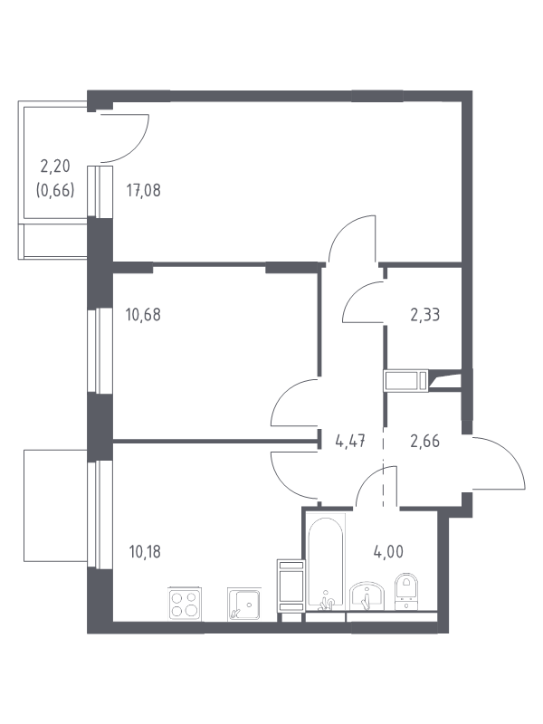 2 ккв 52,1 м²