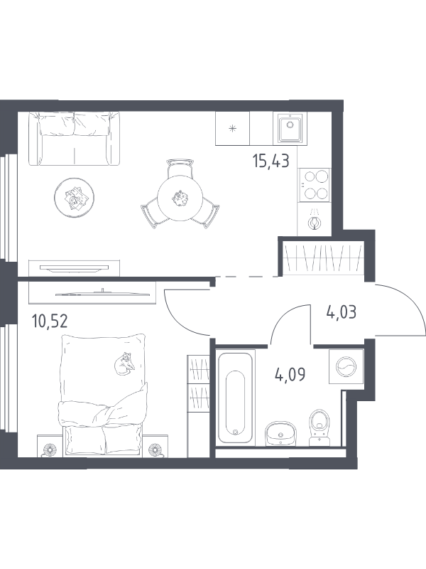 2 ккв (Евро) 34,1 м²