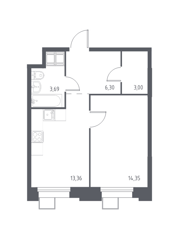 1 ккв 40,8 м²