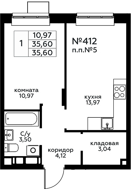 1 ккв 35,4 м²