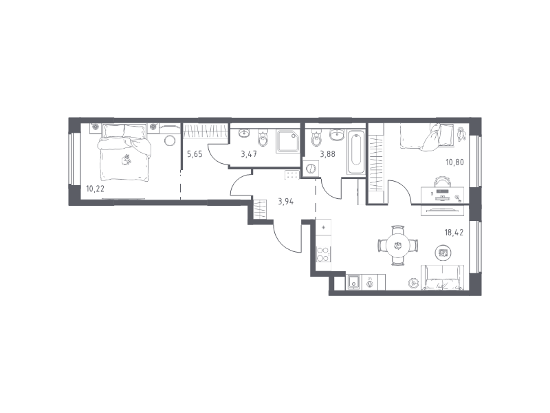 3 ккв (Евро) 56,4 м²
