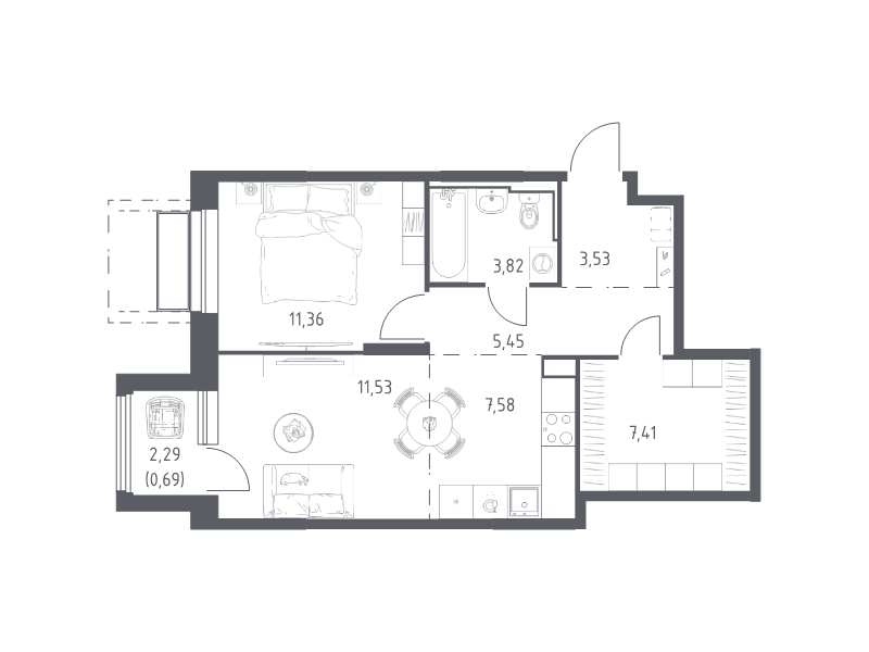 2 ккв (Евро) 51,4 м²