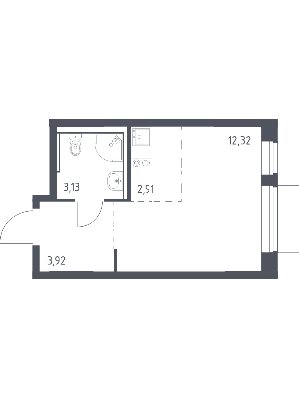 Студия 22,3 м²