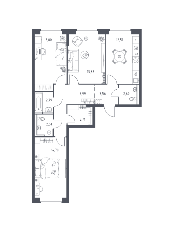 3 ккв 78,2 м²