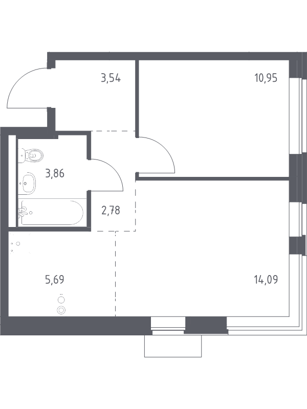 2 ккв (Евро) 40,9 м²