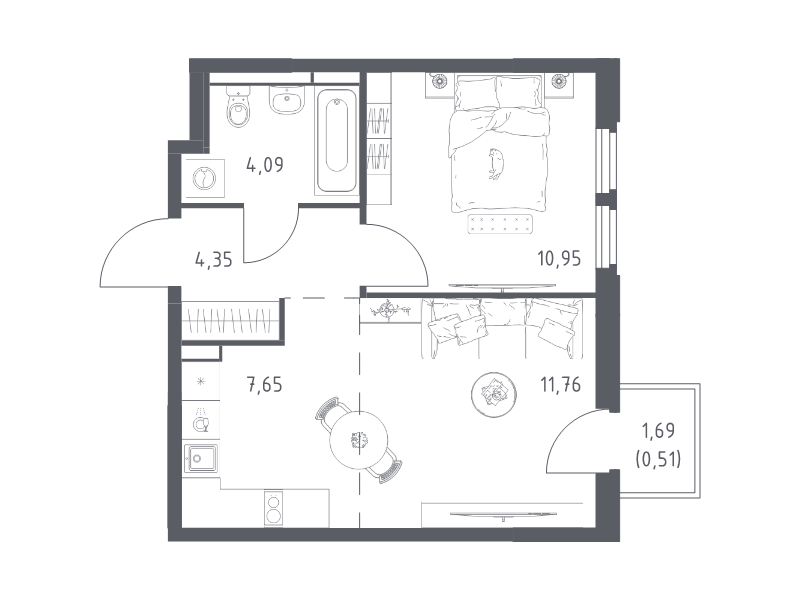 2 ккв (Евро) 39,3 м²