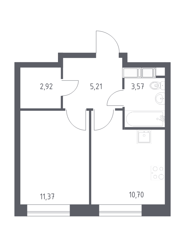 1 ккв 33,8 м²