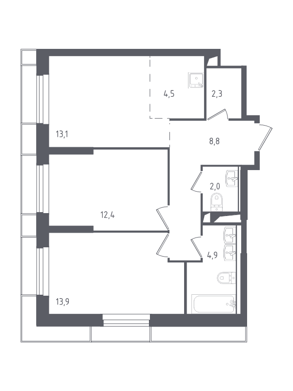 3 ккв (Евро) 61,3 м²