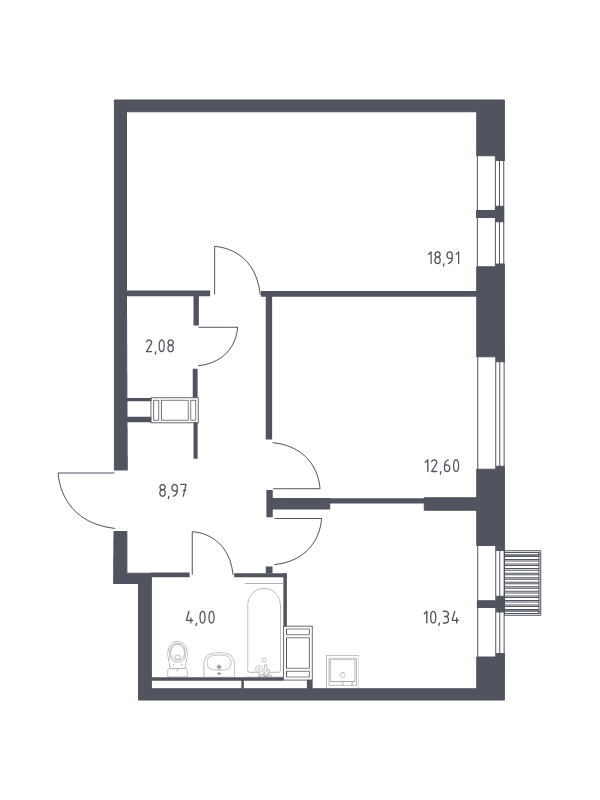2 ккв 56,9 м²