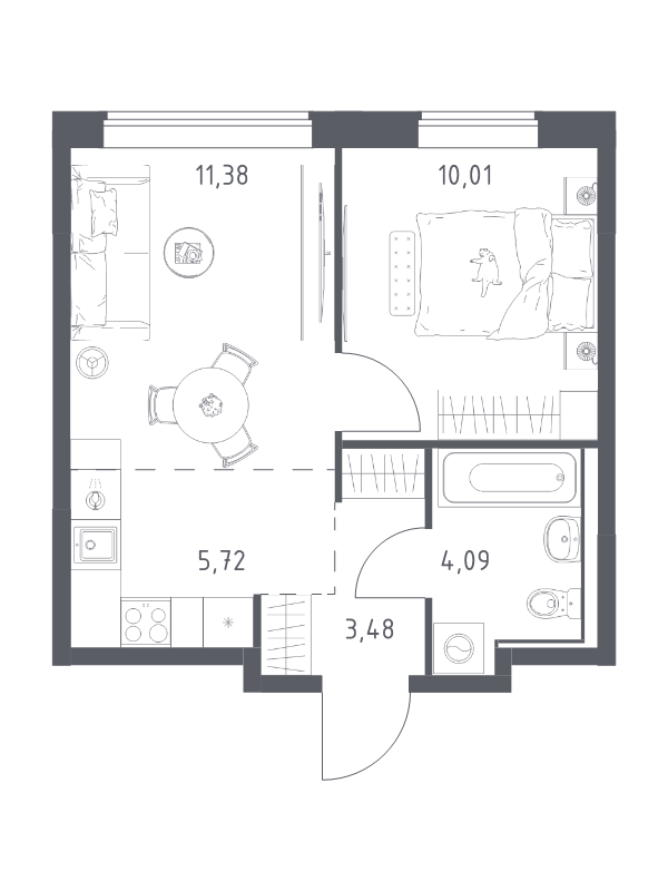 2 ккв (Евро) 34,7 м²