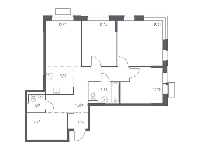 4 ккв (Евро) 86,9 м²