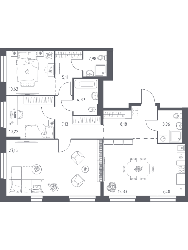 4 ккв (Евро) 102,5 м²