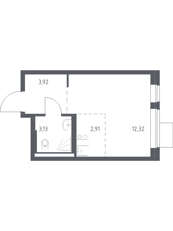 Студия 22,3 м²