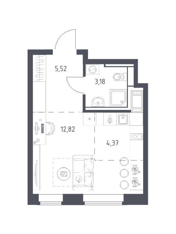 Студия 25,9 м²