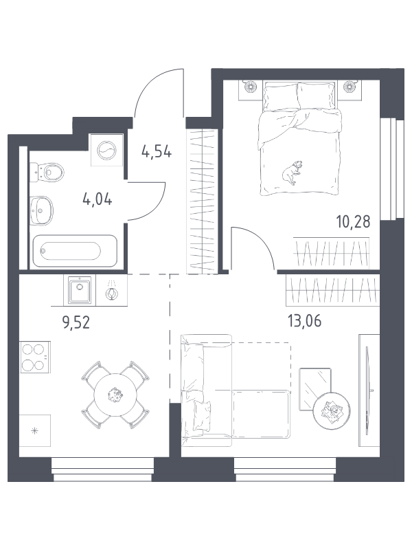 2 ккв (Евро) 41,4 м²